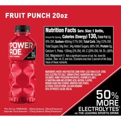 POWERADE Fruit Punch Electrolyte Sports Drink Bottles, 20 fl oz, 8 Pack