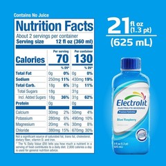 Electrolit, Electrolyte Beverage, Blue Raspberry, 21 Fl Oz Bottle (Pack of 12)