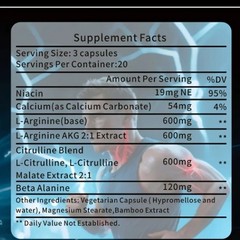 Nitric Oxide Booster 6 Pack380 Capsules for Energy Vigor Stamina Pump