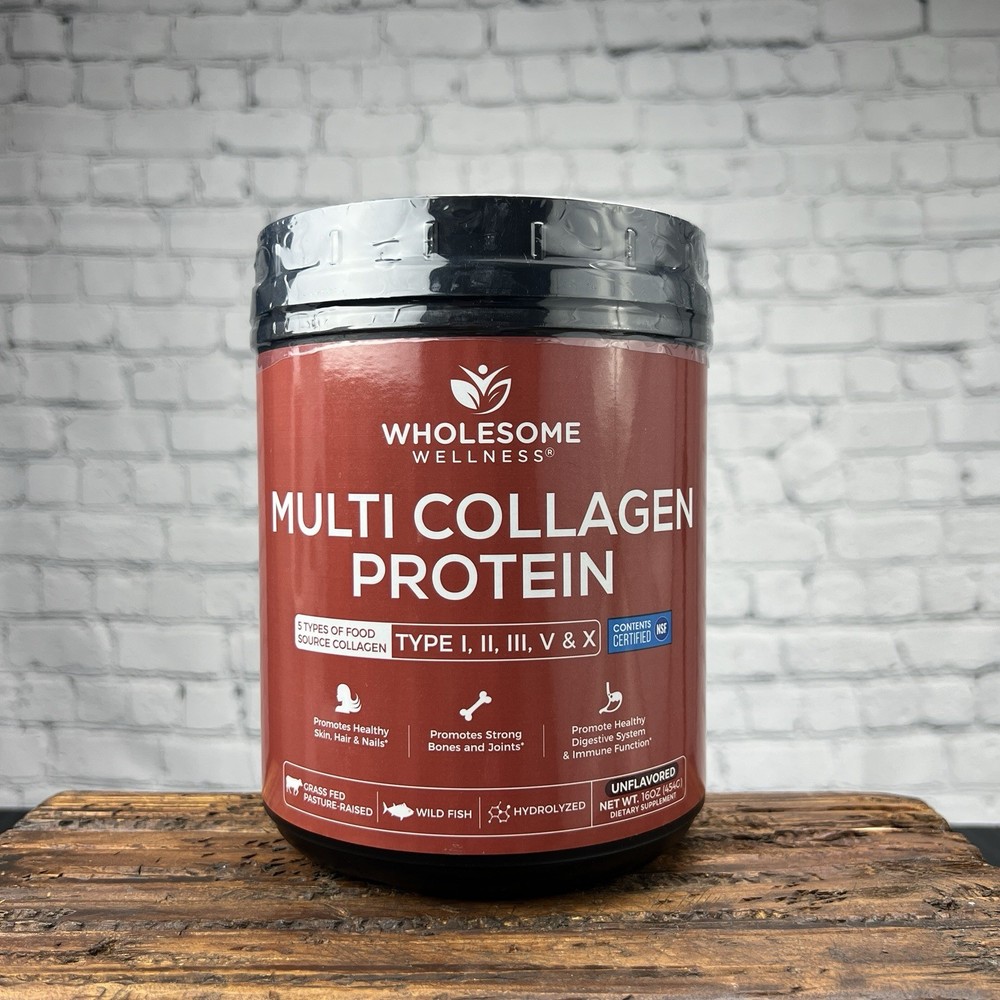 Wholesome Wellness Multi Collagen Protein Powder I II III V X Unflavored 16oz.