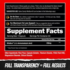 Gains Candy MitoBurn Dietary Supplement 60 Count Weight Loss Fat Burner Capsules
