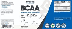 Nutricost BCAA Powder 60 Servings (Unflavored) – 6000mg Per Serving