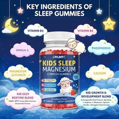 Magnesium Gummies for Kids, Magnesium Glycinate Gummies with Chamomile, Lemon