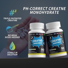 Creatine Monohydrate 2500mg Per Serving, 180 Capsules – Gluten Free, Non-GMO-…