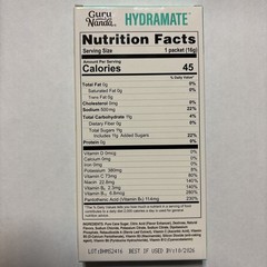 GURU NANDA HYDRAMATE Electrolytes Drink Mix Extra Hydration W/ Vitamins 2 Boxes.