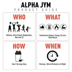 Alpha JYM Testosterone Booster 180 Count Energy Focus Muscle Growth Optimizer