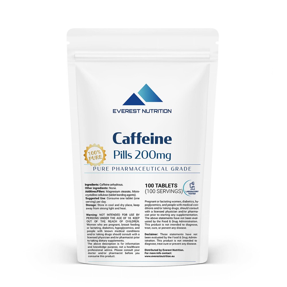 Caffeine Tablets 200mg – Extra Strong Energy Pills – 100% Pharmaceutical Quality