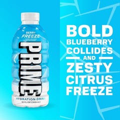 PRIME HYDRATION Variety,Berry Freeze,Cherry Freeze, Ice Pop Drinks,12 Oz,15 Pack