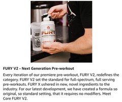 Core Nutritionals FURY V2 NEXT GEN PRE 1lb (20-40 Serv) Tropical BEST BY 11/ 26