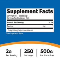 2 PACK – Nutricost Taurine Powder 500 Grams – 250 Servings, 2000mg Per Serving