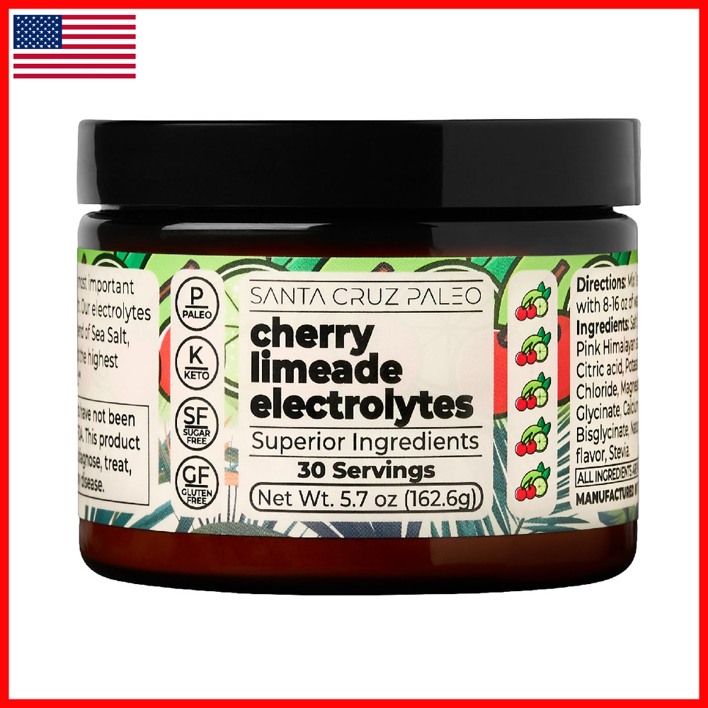 Santa Cruz Paleo Electrolyte Powder Cherry Limeade Sugar Hydration Drink Mix