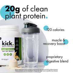 Kick Plant Protein Powder, Vanilla Flavor, 20 G Protein, Gluten Free Workout …