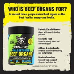 Grass Fed Beef Organ Supplement for Men – Male Optimization Pills – 90 Count