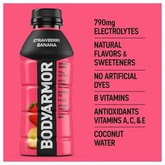 Sports Drink BodyArmor Strawberry Banana Electrolyte Hydration 16 Fl Oz Bottles