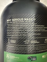 Optimum Nutrition Serious Mass Banana Weight Gainer 6lb Sealed EXP 2027