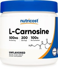 Nutricost L-Carnosine Powder 100 Grams (200 Servings) – Non-GMO