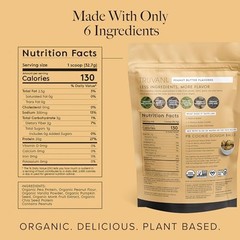 Truvani Organic Plant-Based Peanut Butter Protein Powder, 23.1 oz