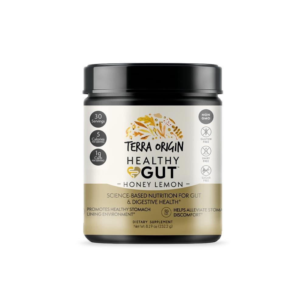 TERRA ORIGIN Healthy Gut Powder Honey Lemon | 30-Servings with L-Glutamine, Z…