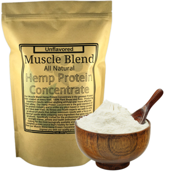 Hemp Protein Powder concentrate, Raw Vegan, 100% Pure Unflavored, Muscle Blend