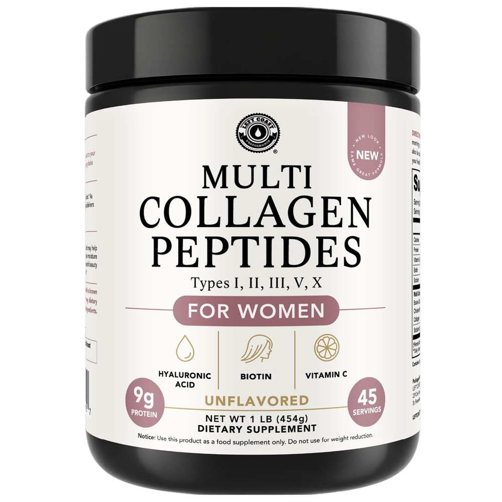 Multi Collagen Peptides Powder Types I, II, III, V, X 1 Pound (Pack of 1)