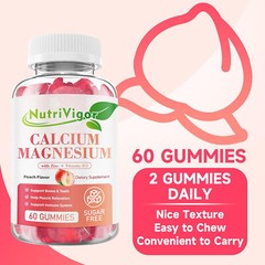NutriVigor Calcium & Magnesium Gummies with Vitamin D3 and Zinc ~ Sugar-Free