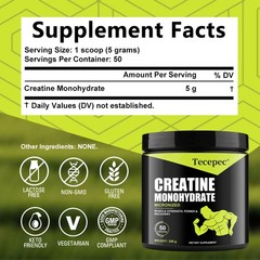 Creatine Monohydrate Powder Pure Promote Muscle Growth 5 Grams Per Serving