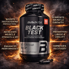 BIOTECH BLACK TEST – 90 CAPSULES – Energy, Libido , Regeneration, Testo Booster