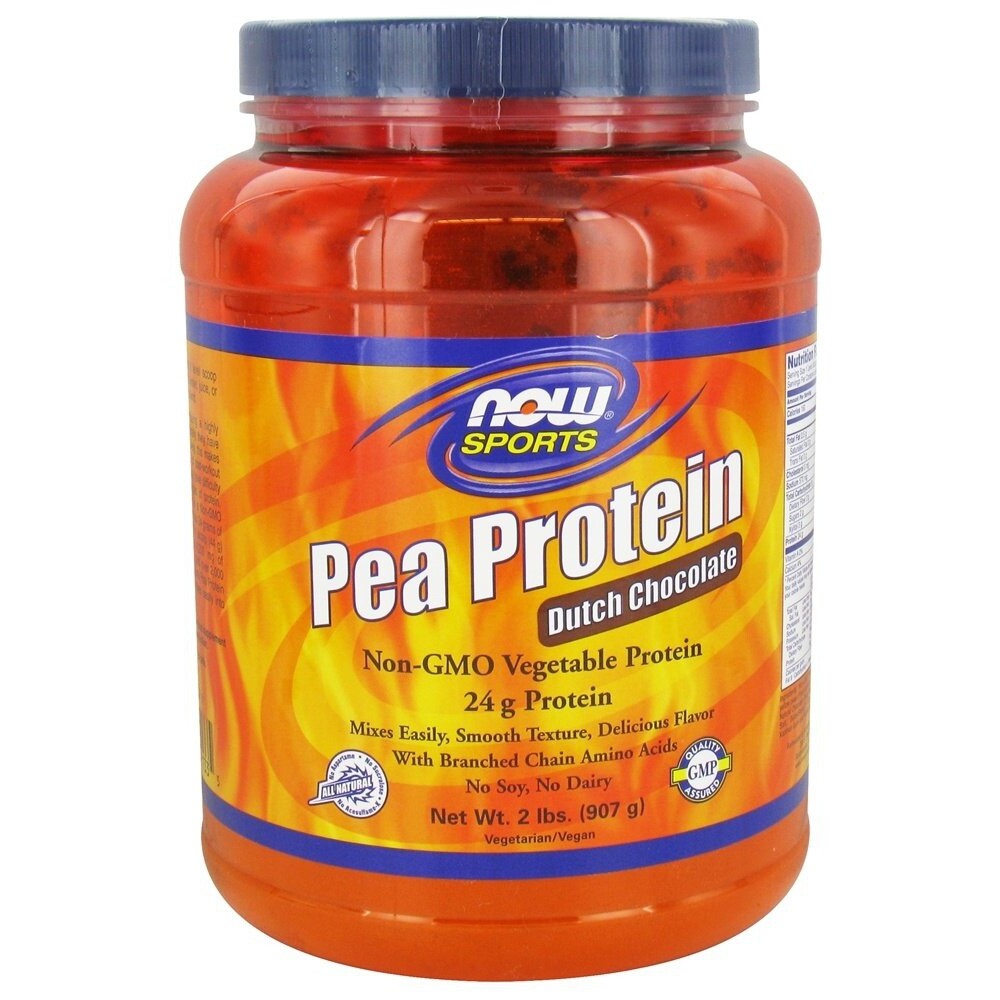 NOW Foods Pea Protein 100% Pure Non-GMO Vegetable Protein Dutch Chocolate,2 lbs.