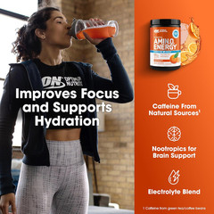 Amino Energy Powder plus Hydration, with BCAA, Electrolytes, and Caffeine, Tang