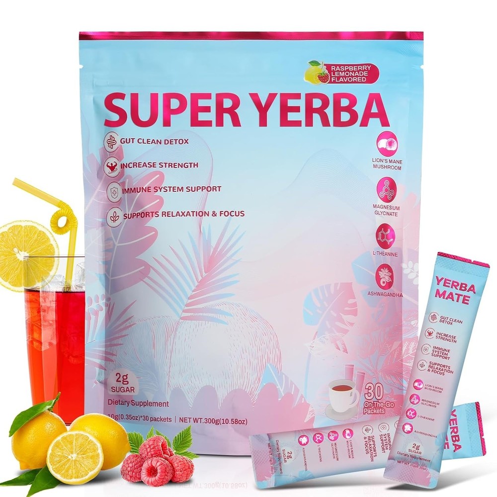 Super Yerba Mate Instant Powder, Yerba Mate with Lions Mane, Ashwagandha
