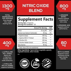 Nitric Oxide Booster 3X Strength L-Arginine Citrulline Alanine Caps