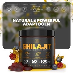 Peak Revival Shilajit Gummies with Manuka Honey – 60 Count (Pack of 1)