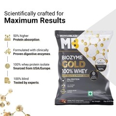 MuscleBlaze Biozyme Gold 100% Whey Protein Powder Sweetened Chocolate 5x35g q420