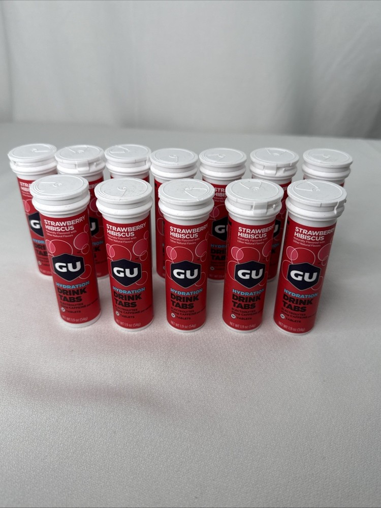 12 PC GU Energy Hydration Drink Tabs Strawberry Hibiscus, 144 Servings
