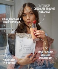 Truvani Organic Chocolate Protein Powder, 10 Pack, 11.6 oz