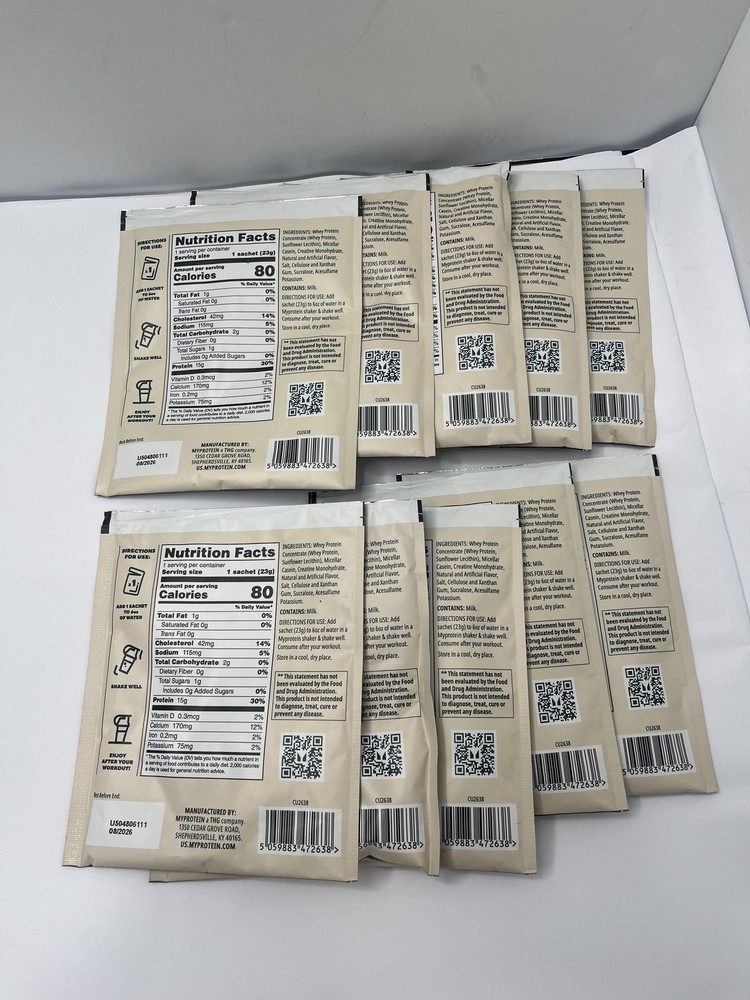 10pk Myprotein Origin Protein Powder 0.8oz Vanilla Swirl Creatine Mix