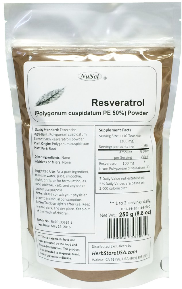 NuSci 250g(8.8oz) Natural Trans Resveratrol Powder Anti-aging longevity