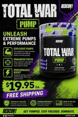 REDCON1 TOTAL WAR PUMP Sour Gummy Bear Stim Free Pre-Workout 30 Serv 2027 EXP