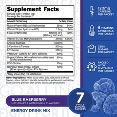 TransformHQ Boost Shot Powder Stick Packets, Blue Raspberry Energy – 7 Pack