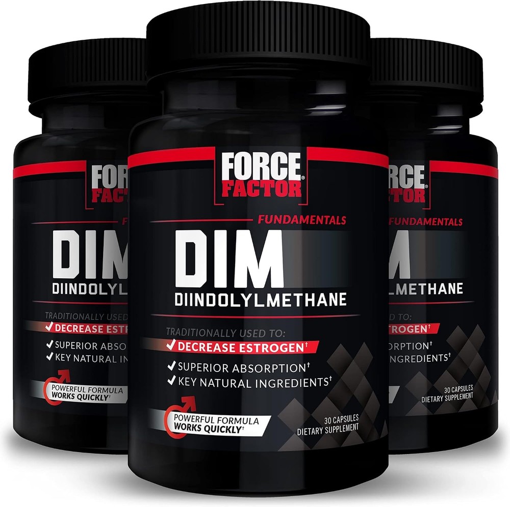 Force Factor DIM, 3-Pack, Pills to Decrease Estrogen in Men, Diindolylmethane Su
