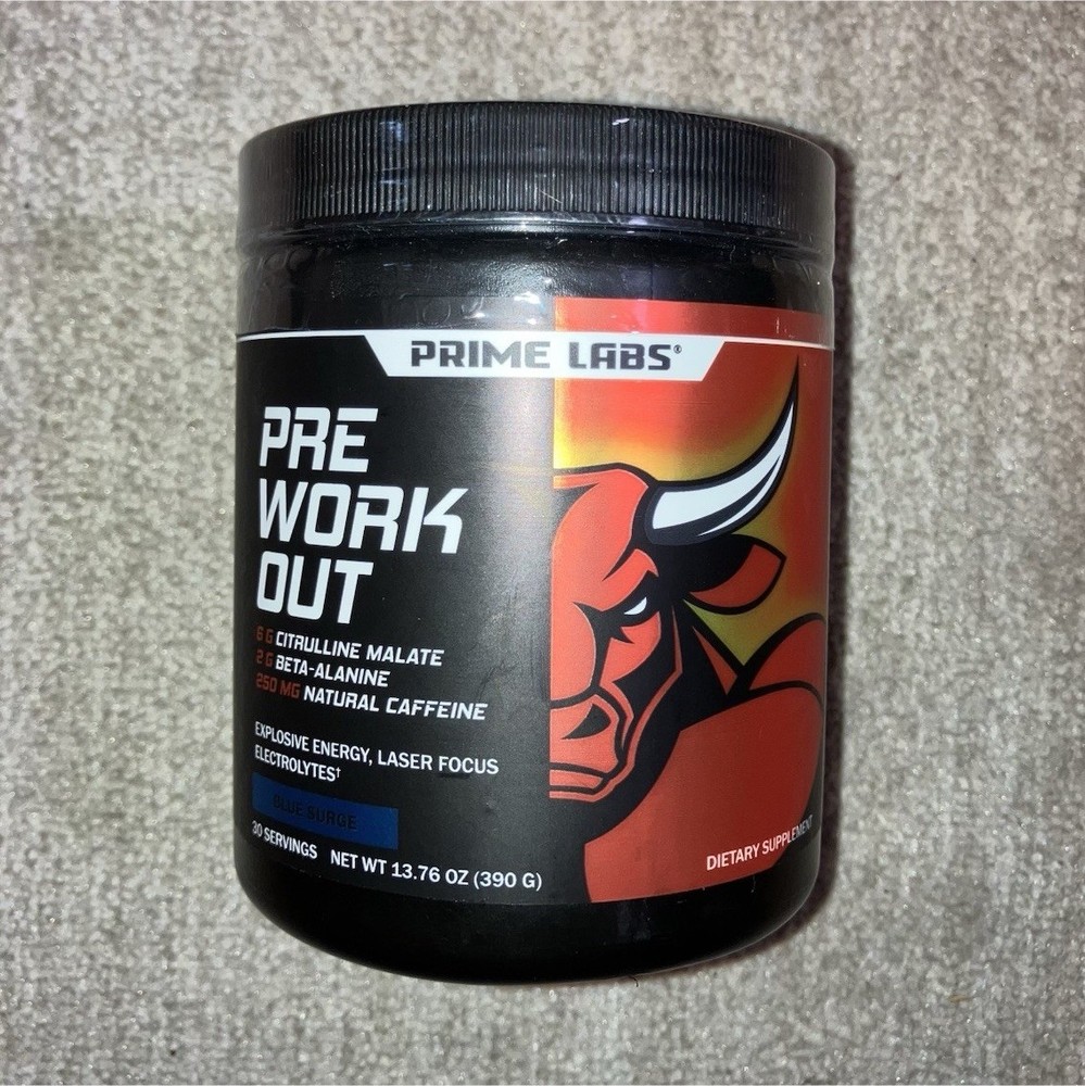 Prime Labs Pre-Workout Powder Blue Surge 30 Servings 13.76 oz Non-GMO