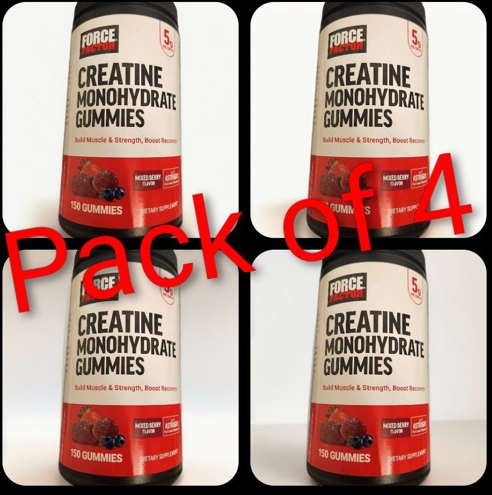 Force Factor Creatine Monohydrate Gummies, Mixed Berry, 150 Count, Exp 08/2027