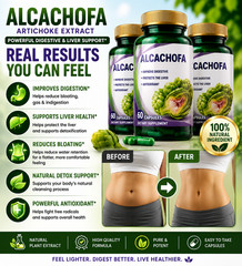3 Alcachofa Artichoke Extract 60 Capsules Digestive & Liver Support Supplement