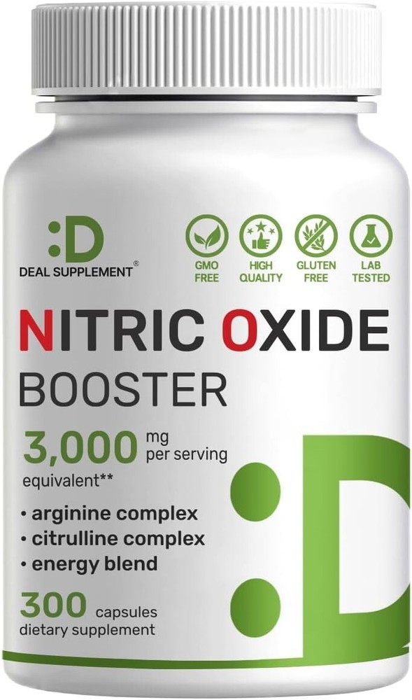Nitric Oxide Booster Supplement – L-Arginine, L-Citrulline 3000mg – 300 Capsules