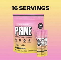 2 Pack PRIME Hydration Strawberry Banana Powder Sticks 16 Ct Each Sugar Free