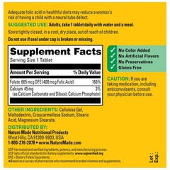 Folic Acid 400 mcg (665 mcg DFE) Dietary Supplement for Nervous System Function,