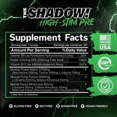 Jnx Sports The Shadow High Stim Preworkout Pre Workout Powder For Men Women