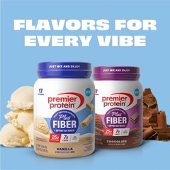 Premier Protein Powder Plus Fiber, Vanilla, 25g Protein, 7g Fiber to Support …