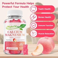 NutriVigor Calcium & Magnesium Gummies with Vitamin D3 and Zinc ~ Sugar-Free