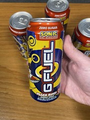 Lot of 4 – G Fuel Sonic The Hedgehog Peach Rings Limit Edition 16oz Cans – New